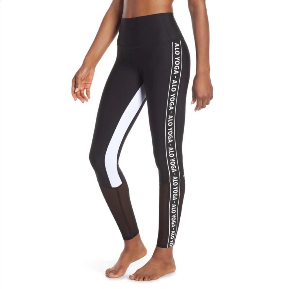 Alo Yoga High Waist Trainer Logo Stripped Legging
